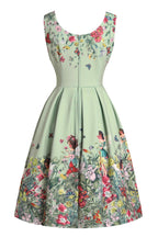 Amanda Fairy Forest Flared Dress In Green