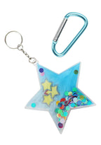 Bioworld Falling Star Nylon Cosmetic Bag with Keychain in multicolor — detail view with keychain