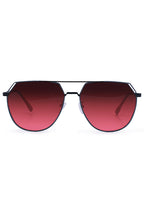 TopFoxx Farrah Sunglasses in ruby with black frame and faded ruby lenses on festival sunglasses — front view
