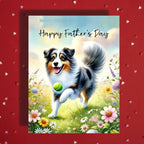 Father's Day Customizable Greeting Card, Aussie, Australian Shepherd Dog: Happy Father's Day