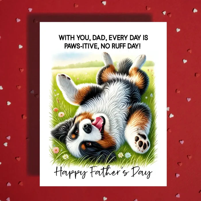 Father's Day Customizable Greeting Card, Bernedoodle Dog: With You, Dad