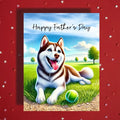 Father's Day Customizable Greeting Card, Husky Dog brown and white: Happy Father's Day
