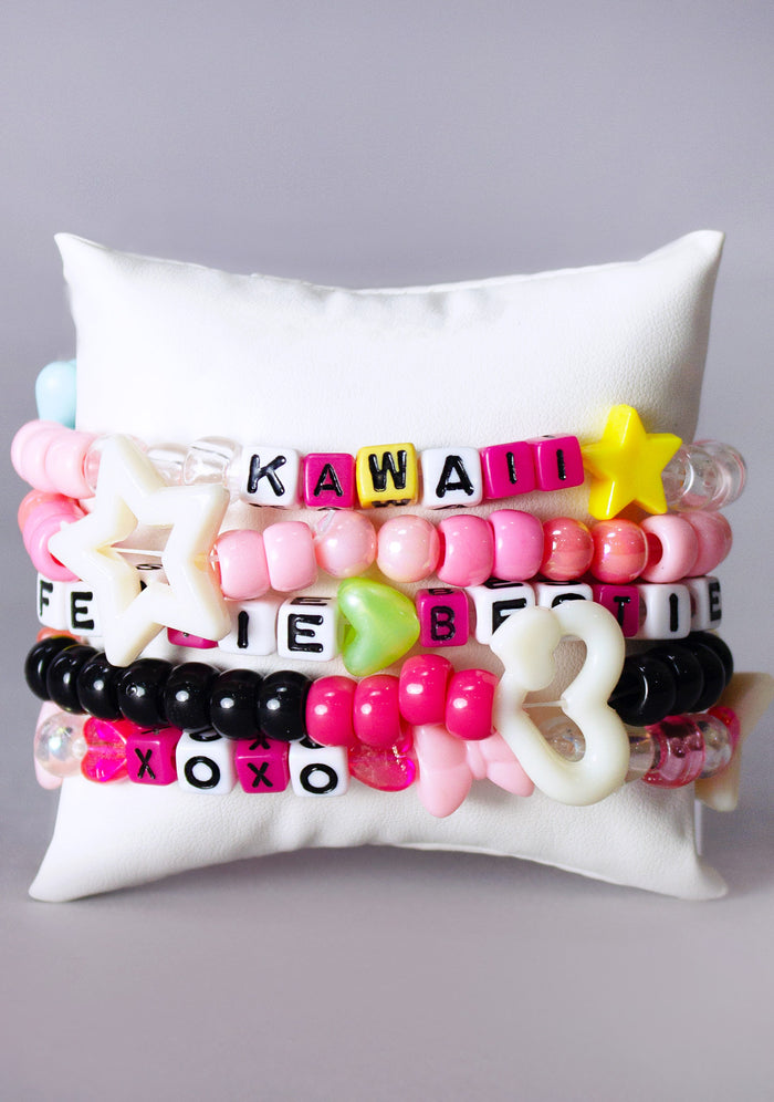 LASR Festie Bestie 5PC Stacked Rave Kandi Bracelet — product view