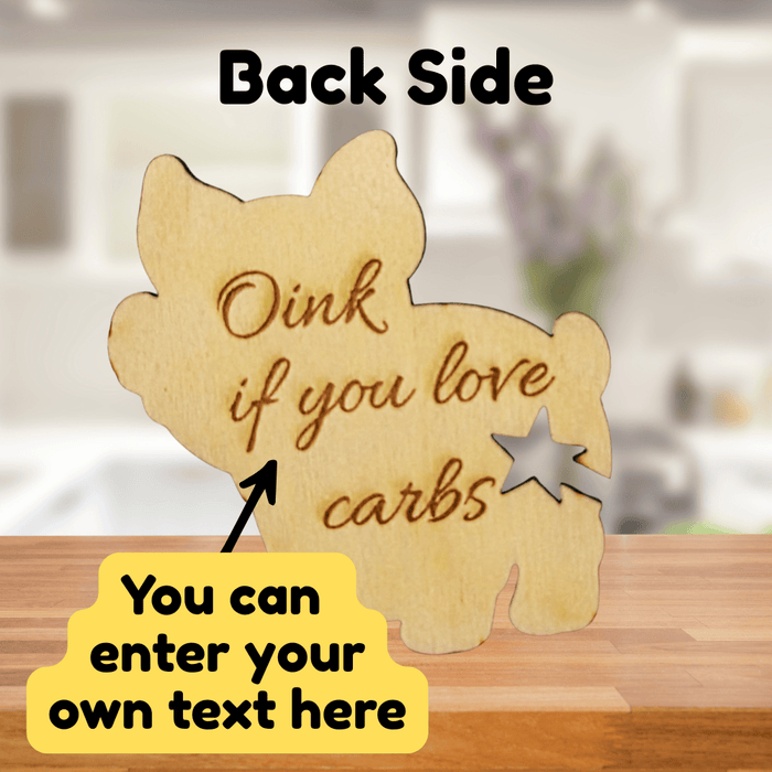 Funny Pig Wooden Bread Clip: Oink if you love carbs