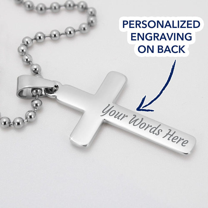 Future Husband Gift, Personalized Cross Necklace: Wherever The Journey Takes Us...