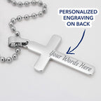 Future Husband Gift, Personalized Cross Necklace: Wherever The Journey Takes Us...