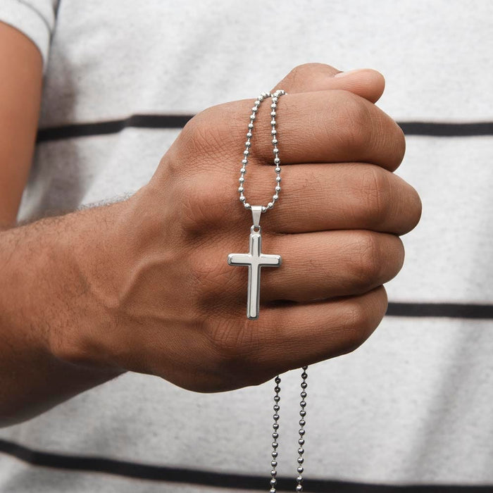 Future Husband Gift, Personalized Cross Necklace: Wherever The Journey Takes Us...