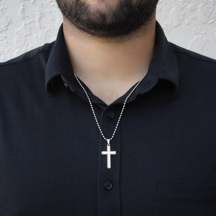 Future Husband Gift, Personalized Cross Necklace: Wherever The Journey Takes Us...