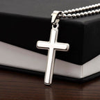 Future Husband Gift, Personalized Cross Necklace: Wherever The Journey Takes Us...