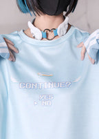 ACDC Rag Game Over Jersey Pastel Blue Oversized Tee — detail shot