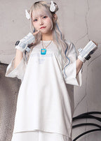 ACDC Rag Game Over Jersey White Oversized Tee — model front view