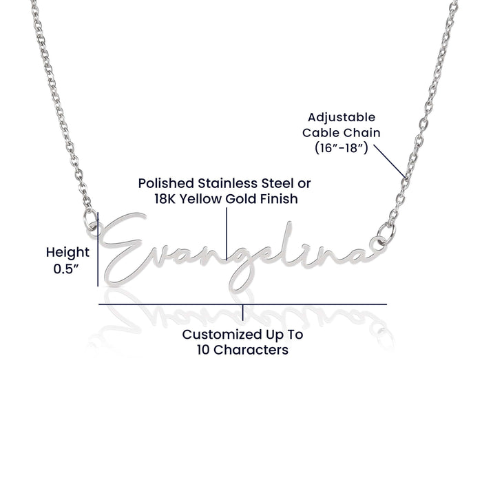 Girlfriend Gift, Signature Name Necklace: Last Night I Was Looking At The Stars