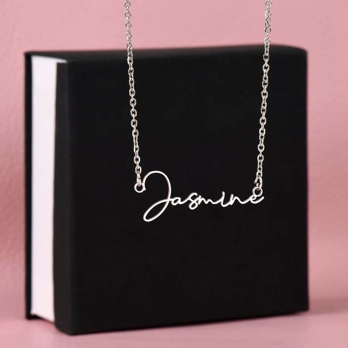 Girlfriend Gift, Signature Name Necklace: Last Night I Was Looking At The Stars