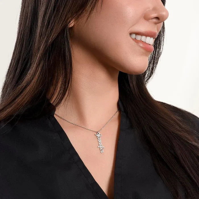 Girlfriend Gift, Vertical Name Necklace: If I Could Give You One Thing In Life...