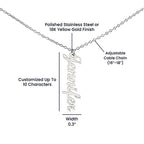 Girlfriend Gift, Vertical Name Necklace: Wherever The Journey Takes Us...