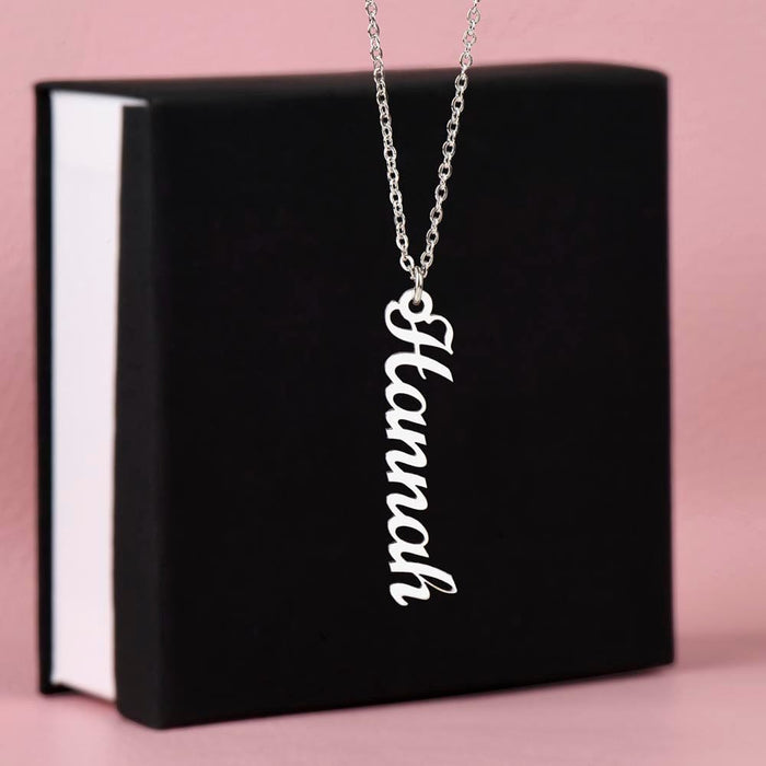 Girlfriend Gift, Vertical Name Necklace: Wherever The Journey Takes Us...