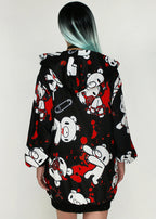 ACDC Rag Gloomy Bear Dark Gloomy Oversized Zip Up Hoodie Black Red — model back view