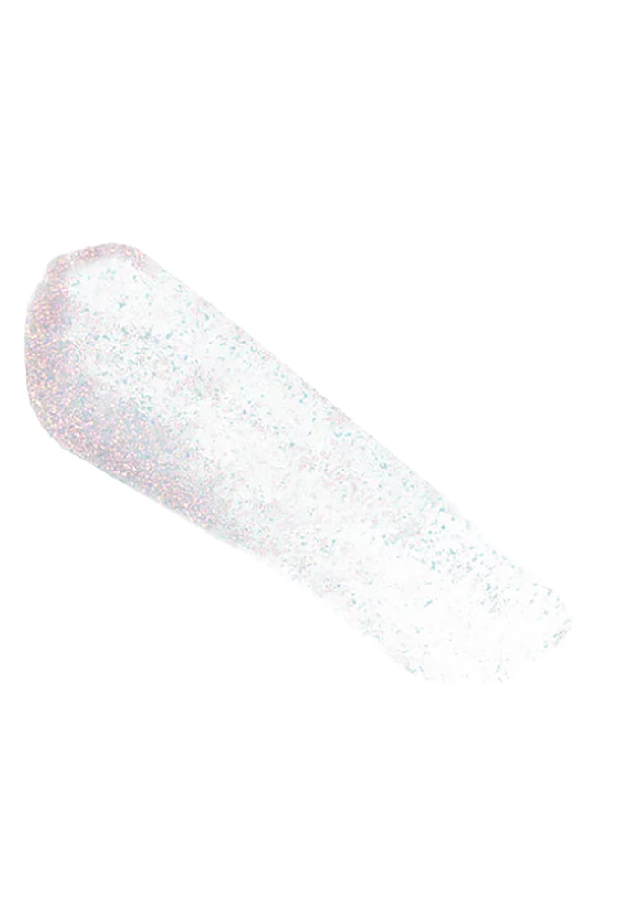 Kimchi Chic GLOSS OVER GLOSS Lip Gloss in 05 Aurora iridescent shimmer with doe-foot applicator twist cap on rave makeup lip gloss — detail view