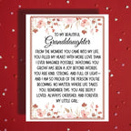Granddaughter Card from Grandma or Grandparents, Personalized Floral Birthday Graduation Card