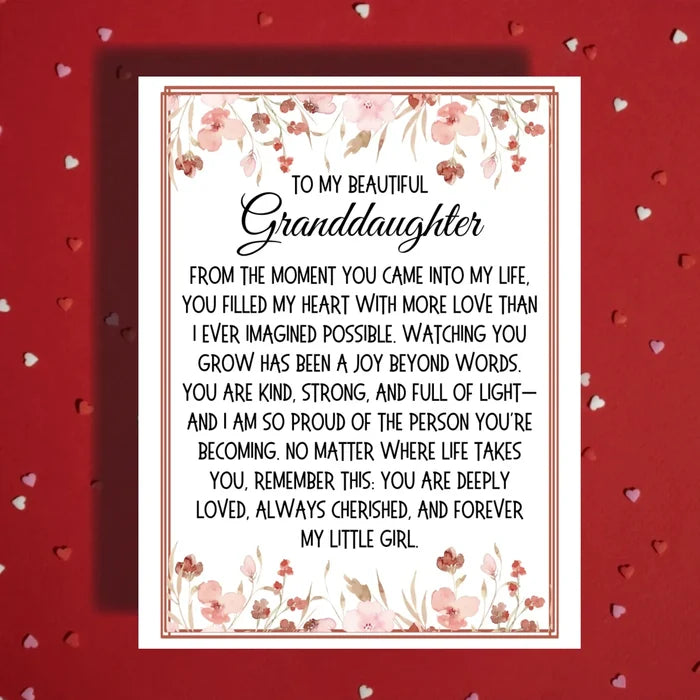 Granddaughter Card from Grandma or Grandparents, Personalized Floral Birthday Graduation Card