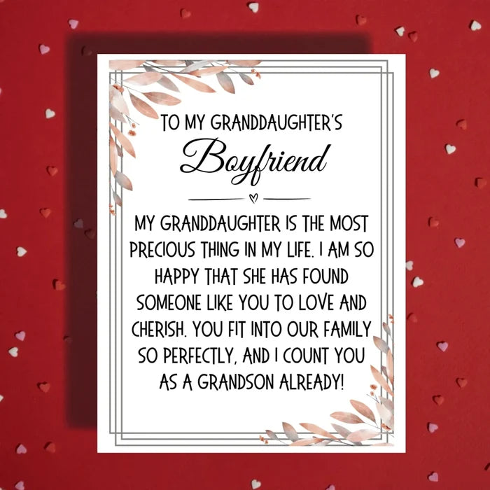 Granddaughters Boyfriend Card, From Grandparents Welcome Card, Sentimental Family Appreciation