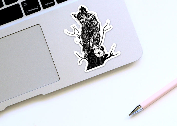 PinkPolish Design Stickers "Great Horned Owl" Vinyl Die Cut Sticker