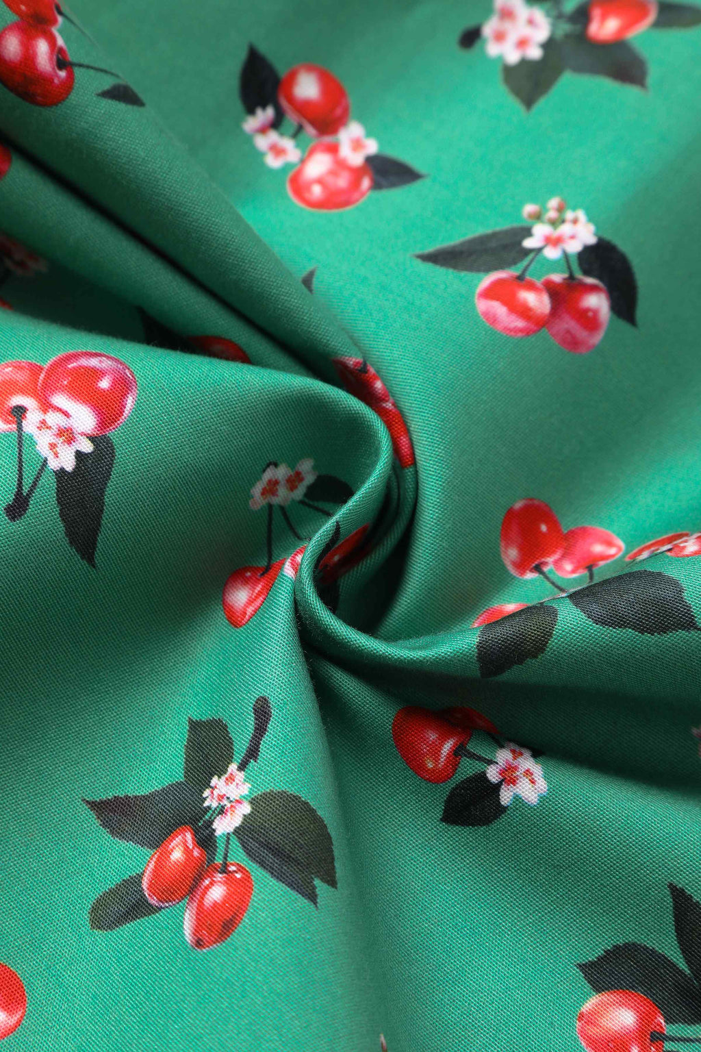 Grace Green Cherry Pleated Bust Dress