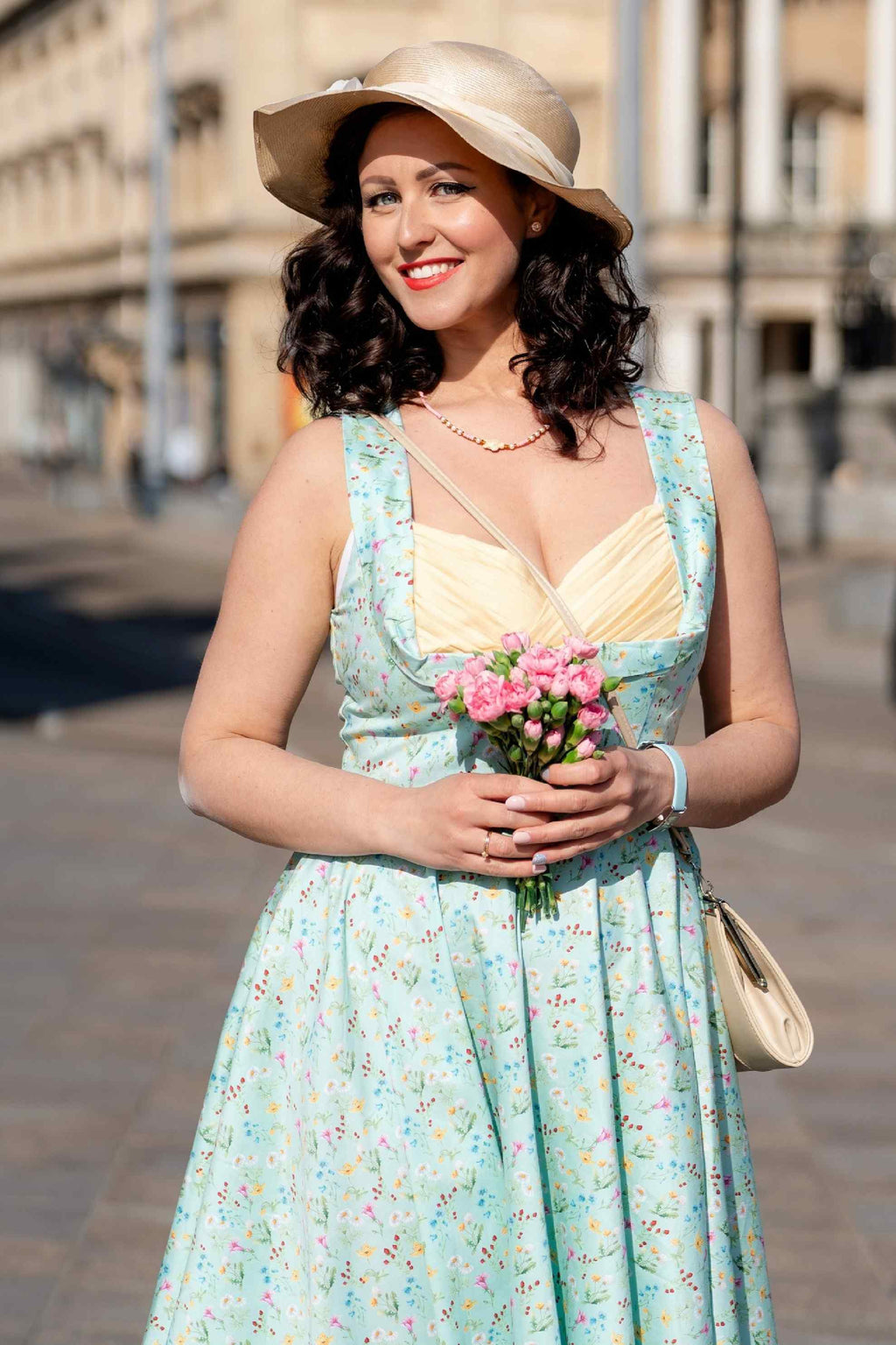 Grace Green Meadow Pleated Bust Dress