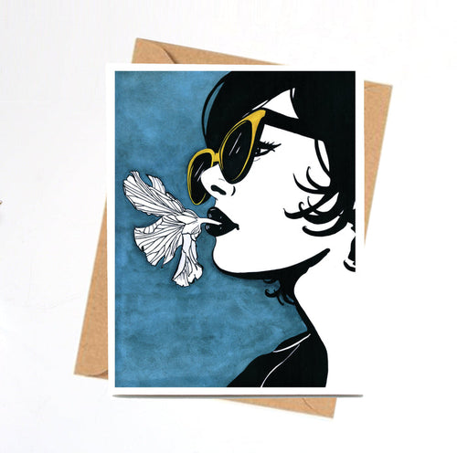 PinkPolish Design Note Cards "Greeneater" Handmade Notecard