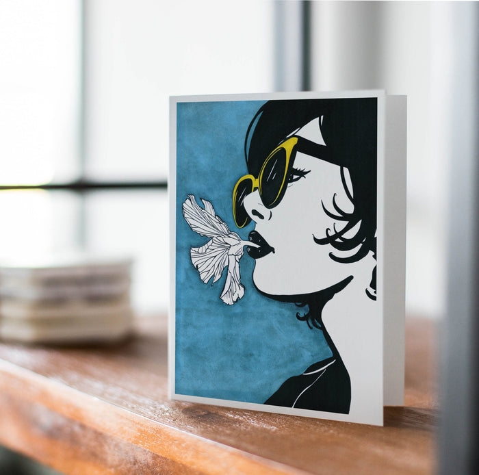 PinkPolish Design Note Cards "Greeneater" Handmade Notecard