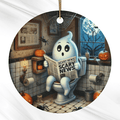 Halloween Ceramic Ornament, Funny Ghost: Scary News