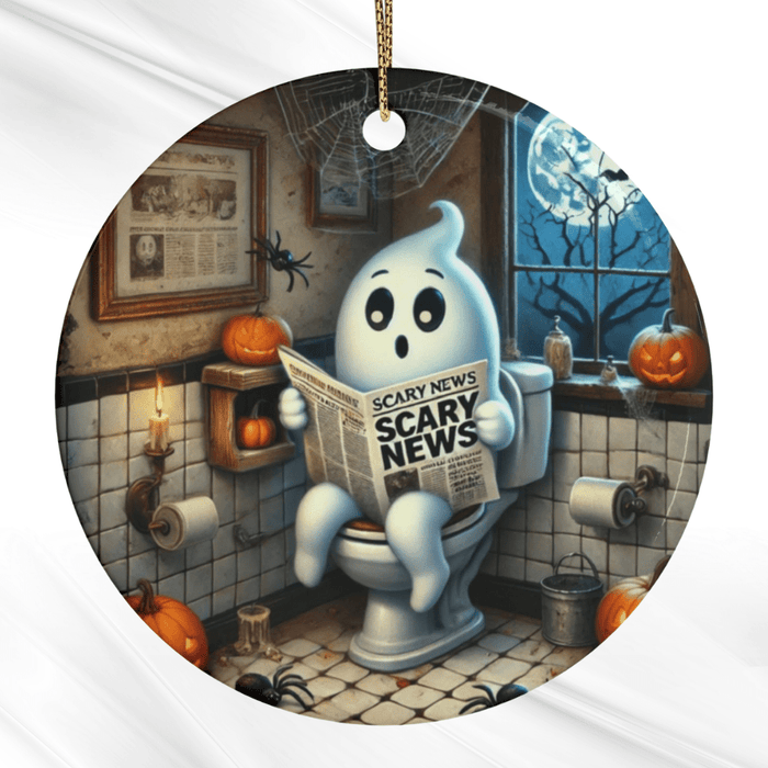 Halloween Ceramic Ornament, Funny Ghost: Scary News