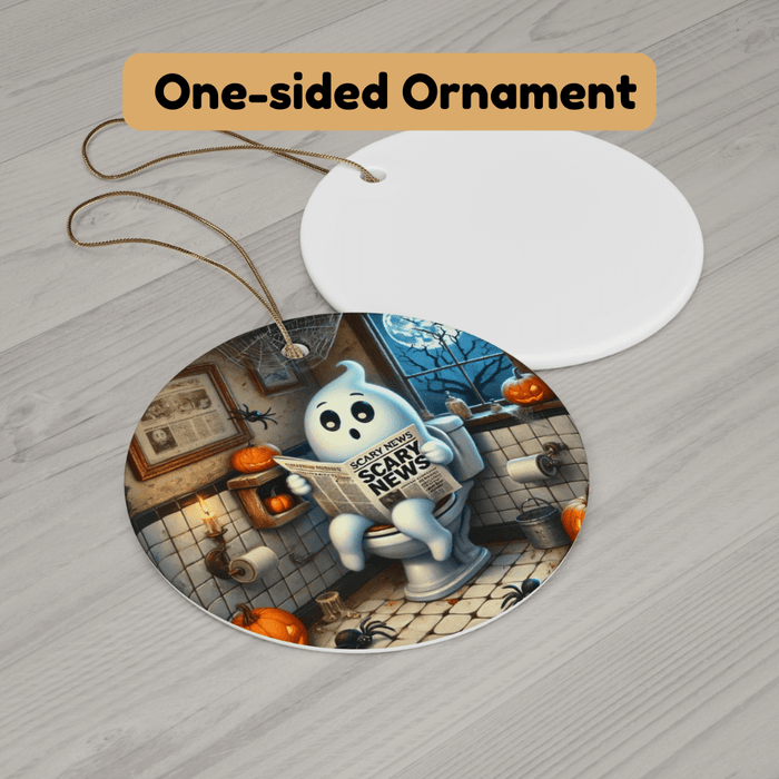Halloween Ceramic Ornament, Funny Ghost: Scary News