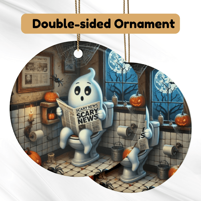 Halloween Ceramic Ornament, Funny Ghost: Scary News