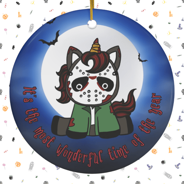 Halloween Ceramic Ornament: Unicorn Jason