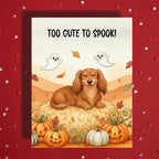 Halloween Dachshund Card Too Cute to Spook Fall Wiener Dog Pumpkin Greeting