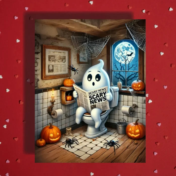 Halloween Ghost Toilet Card Scary News Bathroom Humor Card