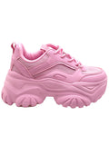 Berness HANNA Kawaii Kandy Pink Platform Sneakers featuring a chunky 2-inch rubber platform sole and breathable solid pink mesh upper.