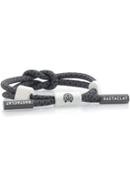 Rastaclat Hex Flex Storm Bolt Mini Knotaclat Bracelet in charcoal grey with sailor knot design and hexagon aglets on festival bracelet — front view