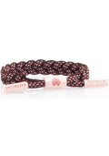 Rastaclat Hex Flex Velocity Mini Clat Bracelet in brown pink with hexagon aglets and braided cord on festival bracelet — front view