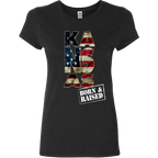 Kansas Born & Raised Limited Edition Print T-Shirt & Apparel Ladies Fitted T Black