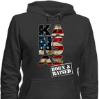 Kansas Born & Raised Limited Edition Print T-Shirt & Apparel Hoodie Black