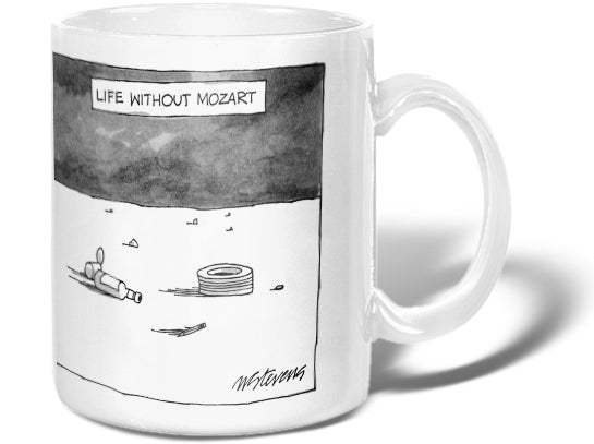 'Life Without Mozart'  (Desolate landscape with empty bottle, tin can, pencil, and old tire.)