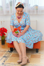 Matilda Light Blue Poppy Wrap Dress