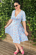 Matilda Light Blue Poppy Wrap Dress