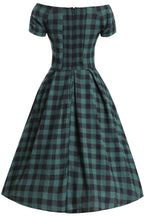 Lily Green Check Off Shoulder Dress