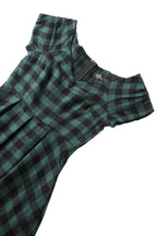 Lily Green Check Off Shoulder Dress