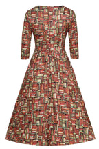 Billie Long Sleeved Book Print Flared Dress