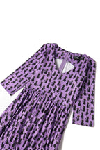 Billie Long Sleeved Purple Black Cat Dress