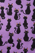 Billie Long Sleeved Purple Black Cat Dress